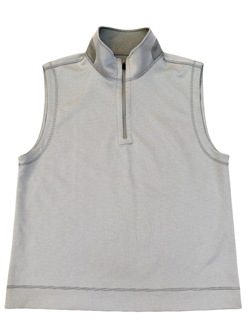 Hickey Freeman Gray Micro Stripe 1/4 Zip Golf Vest Mock Neck Performance Travel